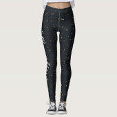 Black Gold Yellow Stippen Patroonafbeelding Leggings (Voorkant)