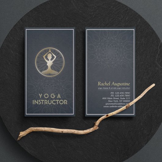 Black Gold Yoga Meditation Pose ZEN Symbol Mandala Visitekaartje