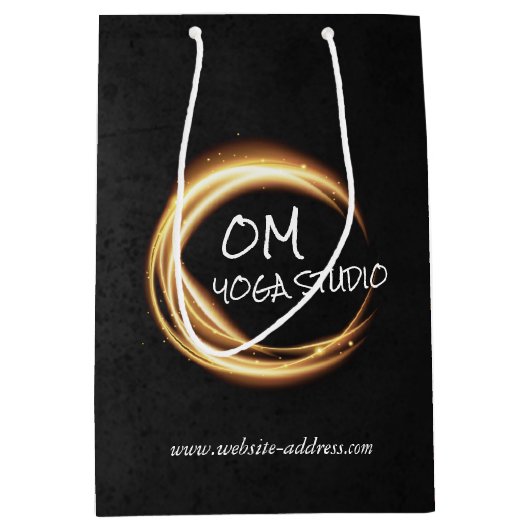 Black & Gold YOGA Studio Massage Therapy ZEN Sign Medium Cadeauzakje (Voorkant)