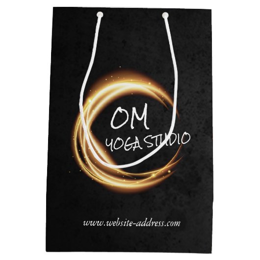 Black & Gold YOGA Studio Massage Therapy ZEN Sign Medium Cadeauzakje (Achterkant)