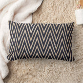 Black/Gold ZigZag Lumbar Pillow Kussen (Deken)
