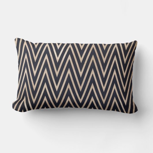 Black/Gold ZigZag Lumbar Pillow Kussen (Voorkant)