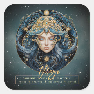 Black Gold Zodiac Sign Constellation Virgo Vierkante Sticker