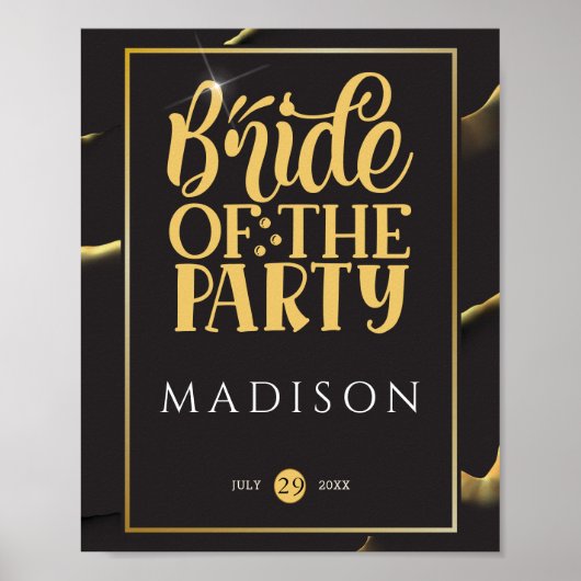 Black Golden Abstract Fabulous Fun Vrijgezellenfee Poster (Voorkant)