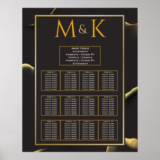 Black Golden Abstract Lovely Fab Wedding Poster (Voorkant)