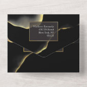 Black & Golden 💍 Abstracte inktolie All In One Uitnodiging (Achterkant)