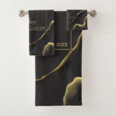 Black & Golden 💡 Abstracte inktolie Bad Handdoek (Insitu)