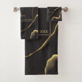 Black & Golden 💡 Abstracte inktolie Bad Handdoek