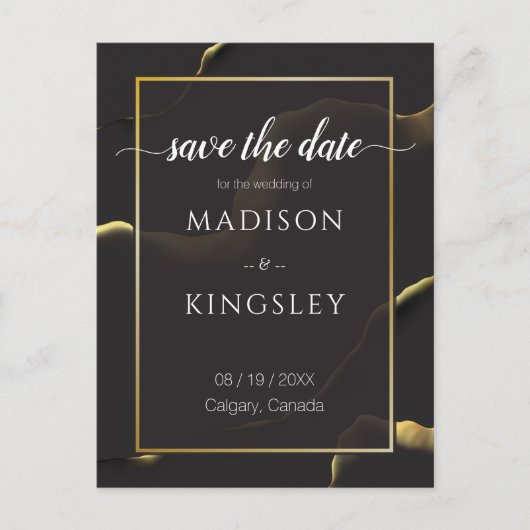 Black & Golden 💡 Abstracte inktolie Briefkaart (Voorkant)