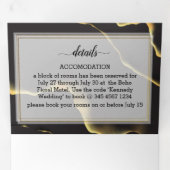 Black & Golden 💍 Abstracte inktolie Drieluik Uitnodiging (Binnenzijde eerst)