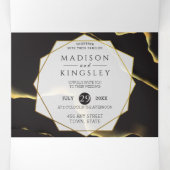 Black & Golden 💍 Abstracte inktolie Drieluik Uitnodiging (Binnenkant midden)