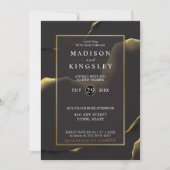 Black & Golden 💍 Abstracte inktolie Kaart (Voorkant)