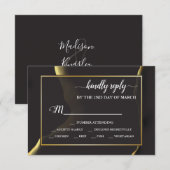 Black & Golden 💡 Abstracte inktolie RSVP Kaartje (Voorkant / Achterkant)