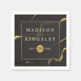 Black & Golden 💍 Abstracte inktolie Servet