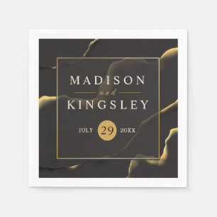 Black & Golden 💍 Abstracte inktolie Servet
