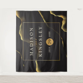 Black & Golden 💍 Abstracte inktolie Wandkleed