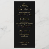 Black Golden Beige Elegant Wedding Menu (Voorkant)