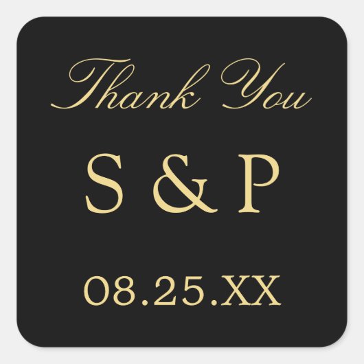 Black Golden Beige Wedding Favor Dank je Sticker (Voorkant)