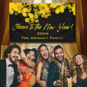 Black Golden Bokeh Lights Hoera voor het nieuwe ja Spandoek