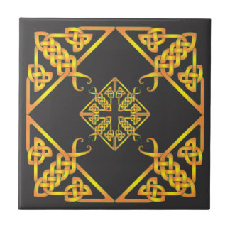 Black Golden Butterfly Celtic Knot Tile Tegeltje