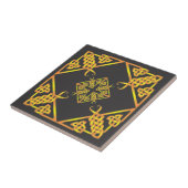 Black Golden Butterfly Celtic Knot Tile Tegeltje (Zijkant)