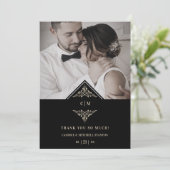 Black Golden Chic Lace Romantic Couple Wedding Bedankkaart (Staand voorkant)