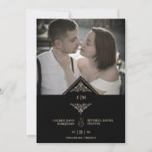 Black Golden Chic Lace Romantic Couple Wedding Save The Date (Voorkant)