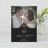Black Golden Chic Lace Romantic Couple Wedding Save The Date (Staand voorkant)