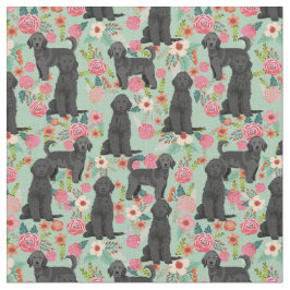 Black Golden Doodle  florals munt Stof