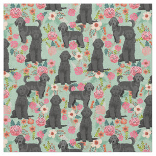 Black Golden Doodle  florals munt Stof