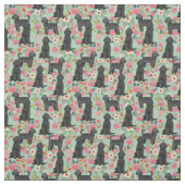 Black Golden Doodle  florals munt Stof (Swatch)