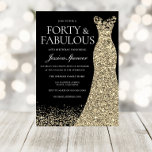 Black Golden Dress Womans 40th Birthday Party Kaart<br><div class="desc">Black Golden Dress Womans 40th Birthday Party - 30 en geweldige variaties in de uitnodiging en overeenkomende objecten in onze winkel</div>