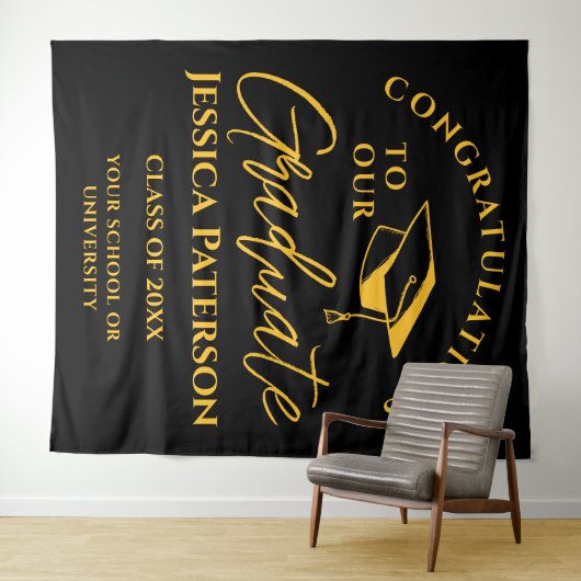 Black Golden Gefeliciteerd met ons Afstuderen fees Wandkleed (In Situ (horizontaal))