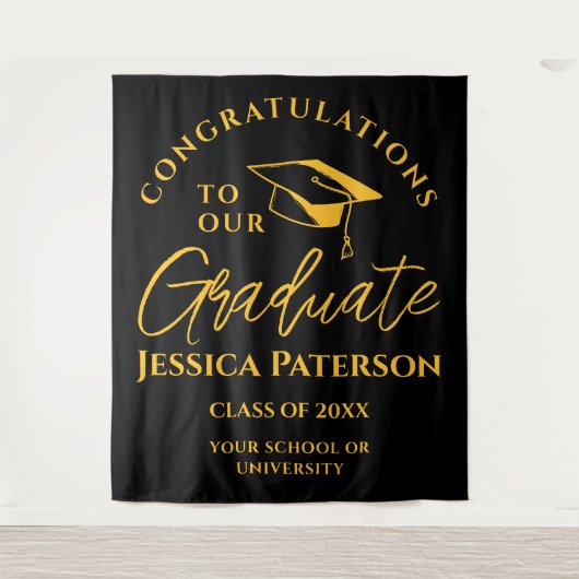 Black Golden Gefeliciteerd met ons Afstuderen fees Wandkleed (Voorkant)