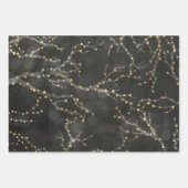 Black Golden Lights Bokeh Kerstvakantie Inpakpapier Vel (Voorkant)