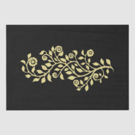 Black & Golden Swirly Floral Ornament Nice Simple Tissuepapier