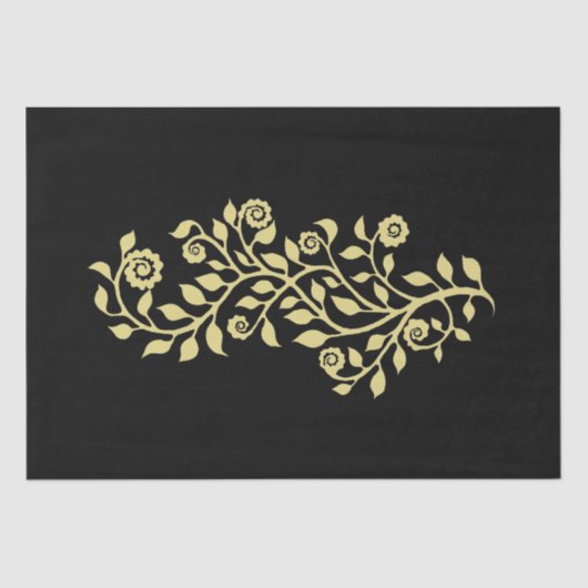 Black & Golden Swirly Floral Ornament Nice Simple Tissuepapier (Voorkant)