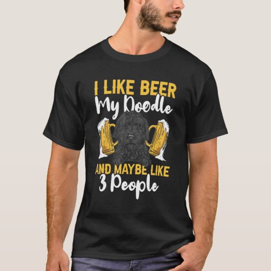 Black Goldendole Beer Doodle Dog T-shirt (Voorkant)