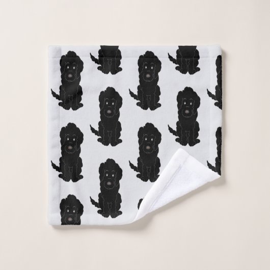 Black Goldendole Dog Design Bad Handdoek (Wasdoekje)