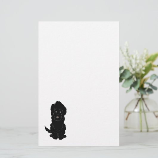 Black Goldendole Dog Design Briefpapier (Staand voorkant)