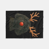 Black Goldendoodle Christmas Lights Santa Hat Blac Fleece Deken (Voorkant (Horizontaal))