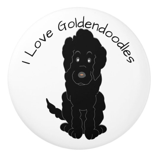 Black Goldendoodle Dog Design Keramische Knop (Voorkant)