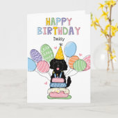 Black Goldendoodle Dog Happy Birthday Kaart (Gele Bloem)