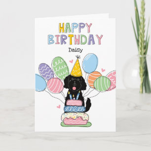 Black Goldendoodle Dog Happy Birthday Kaart
