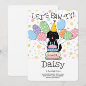 Black Goldendoodle Hond Verjaardagsfeestje Uitnodi Kaart (Voorkant / Achterkant)