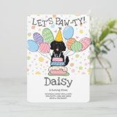 Black Goldendoodle Hond Verjaardagsfeestje Uitnodi Kaart (Staand voorkant)