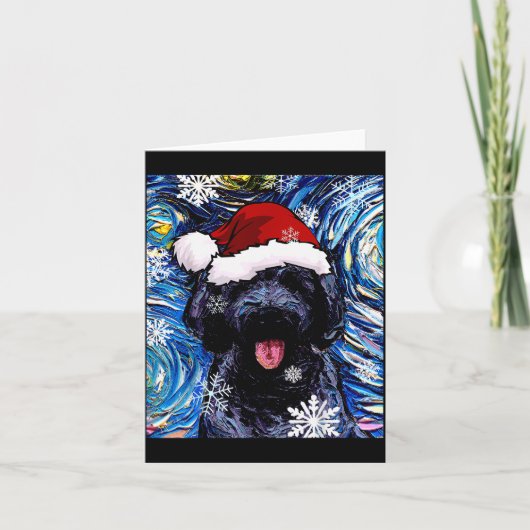 Black Goldendoodle Labradoodle Santa Dog Christmas Kaart (Voorkant)