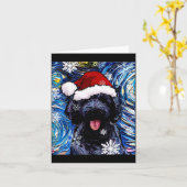 Black Goldendoodle Labradoodle Santa Dog Christmas Kaart (Gele Bloem)
