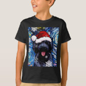 Black Goldendoodle Labradoodle Santa Dog Christmas T-shirt (Voorkant)