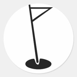 Black Golf Hole Flag Ronde Sticker